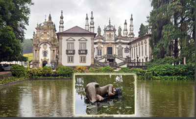 A statue in the water