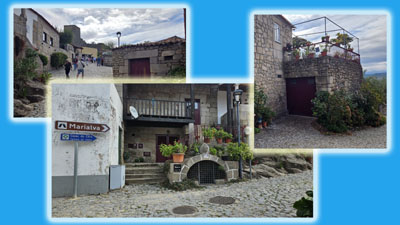 A collage of a stone building