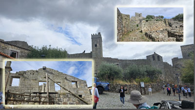 A collage of a stone castle